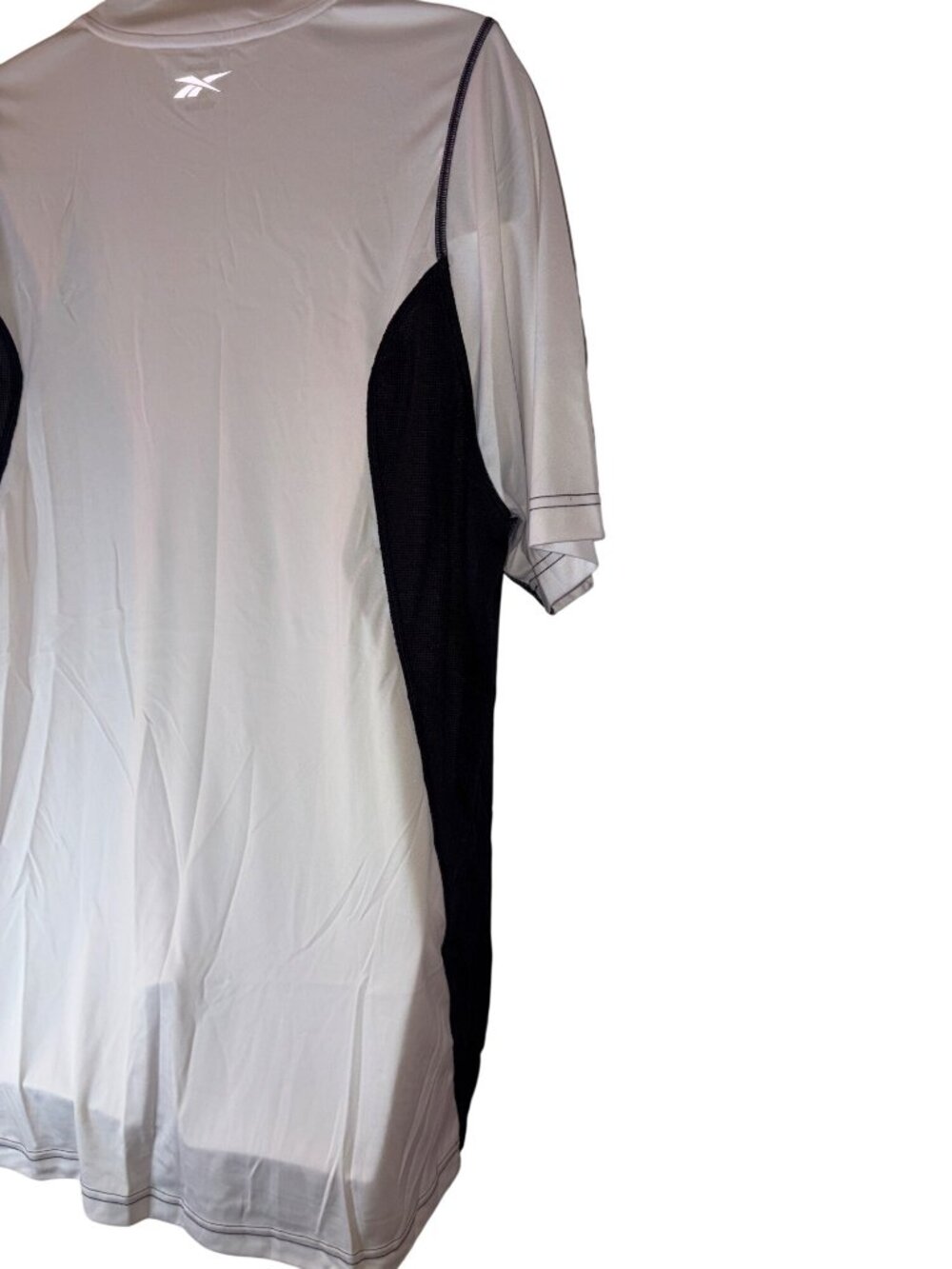 Reebok Mens White & Black Mesh Panel Athletic Shirt Short Sleeve Lightweight Bre - Picture 7 of 11